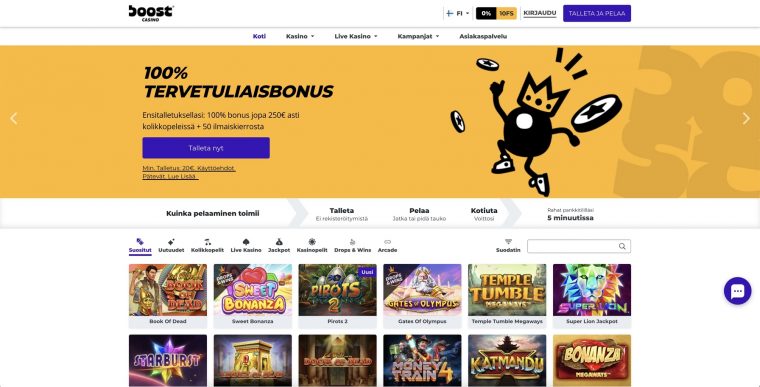 Boost Casino etusivu