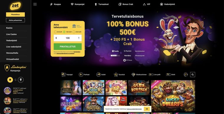 Zet Casino etusivu